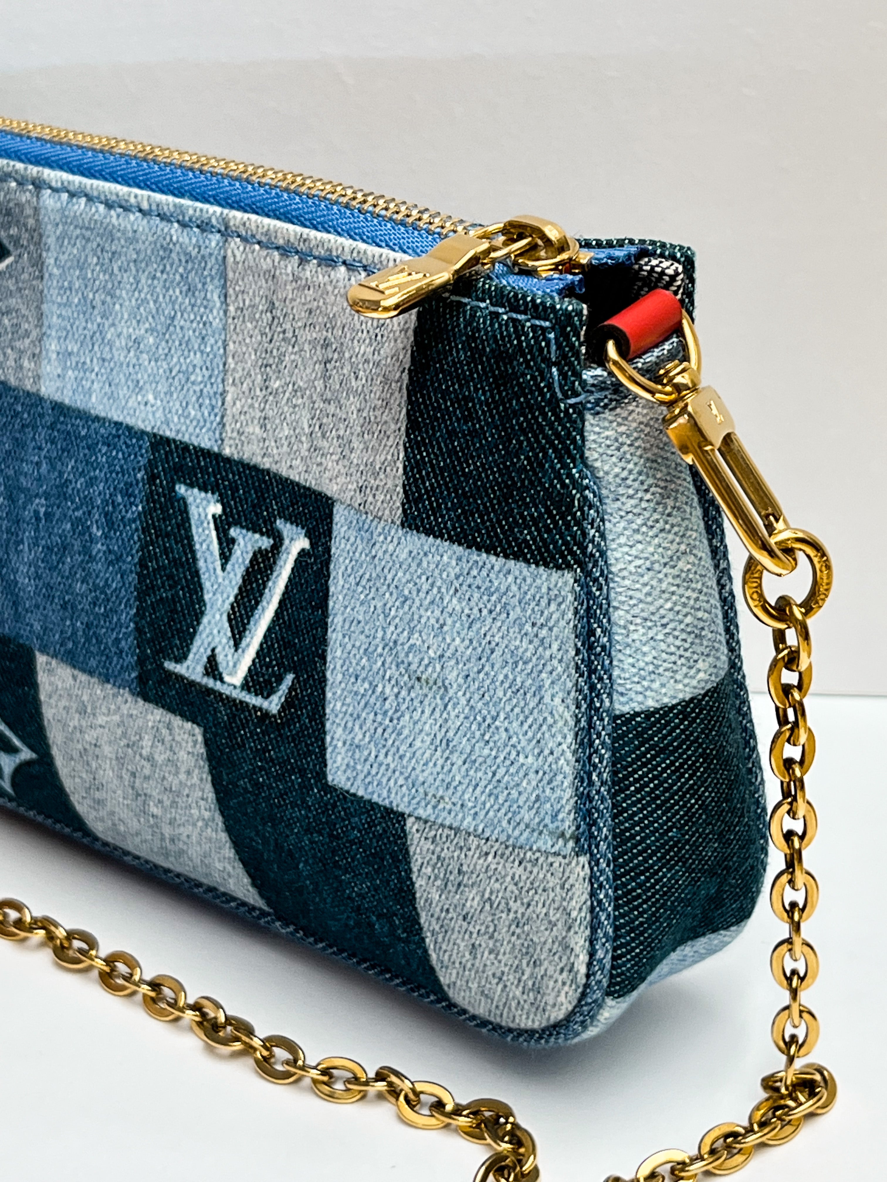 Louis Vuitton Denim Monogram Patchwork Mini Pochette Accessoires