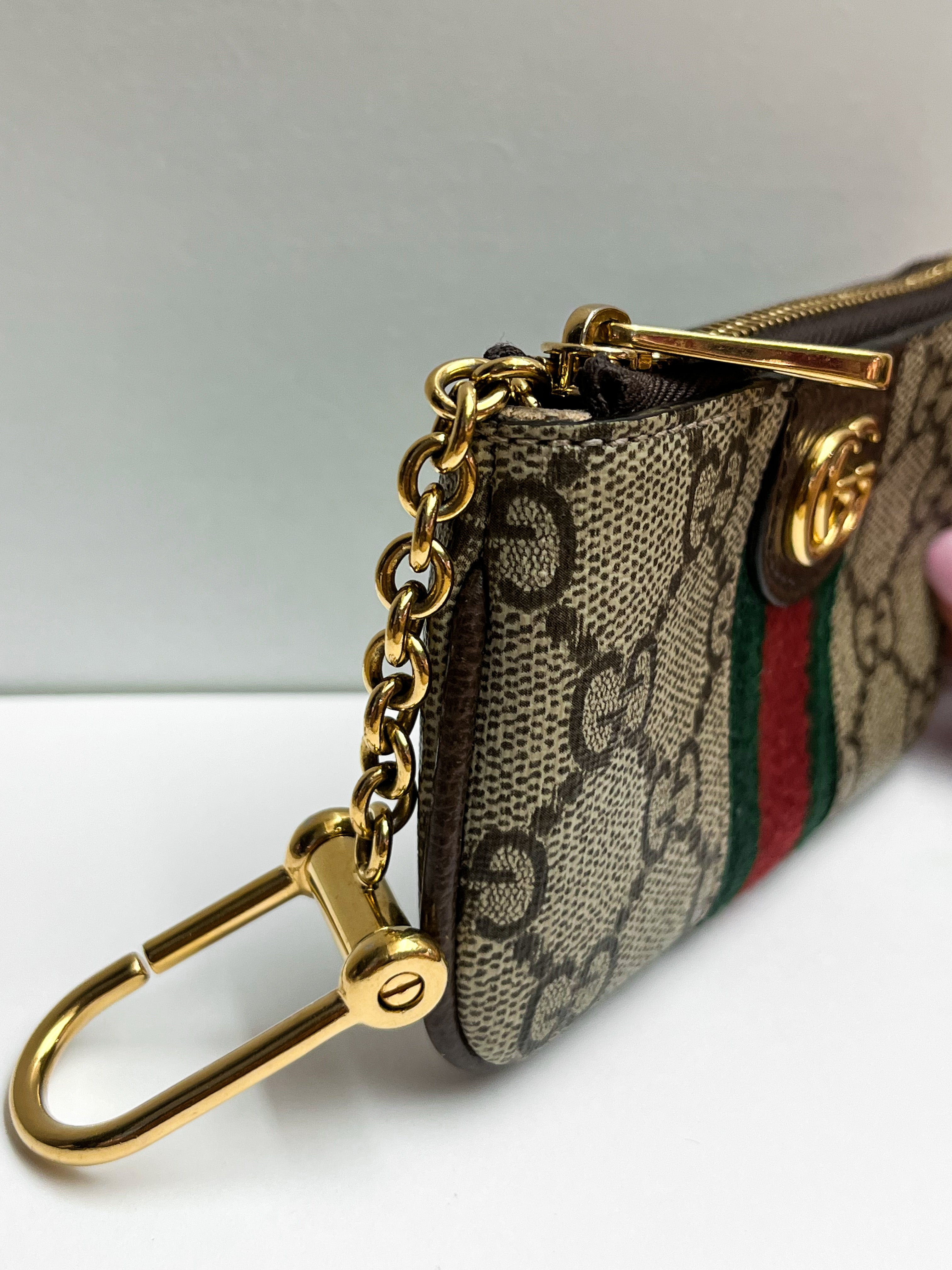 Gucci GG Supreme Monogram Web Ophidia Key Pouch