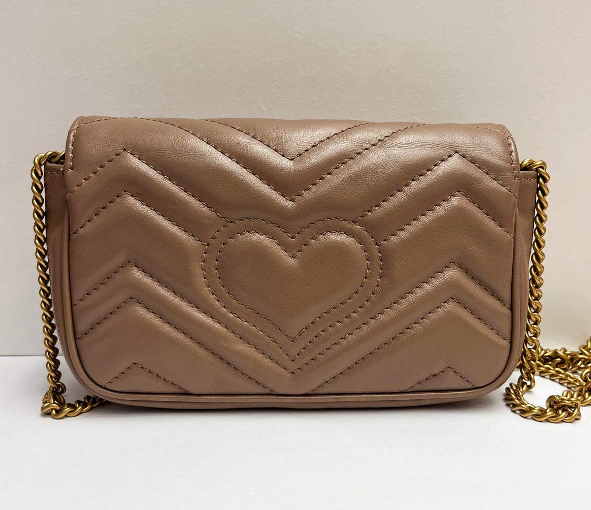 Gucci Calfskin Matelasse Super Mini GG Marmont Bag