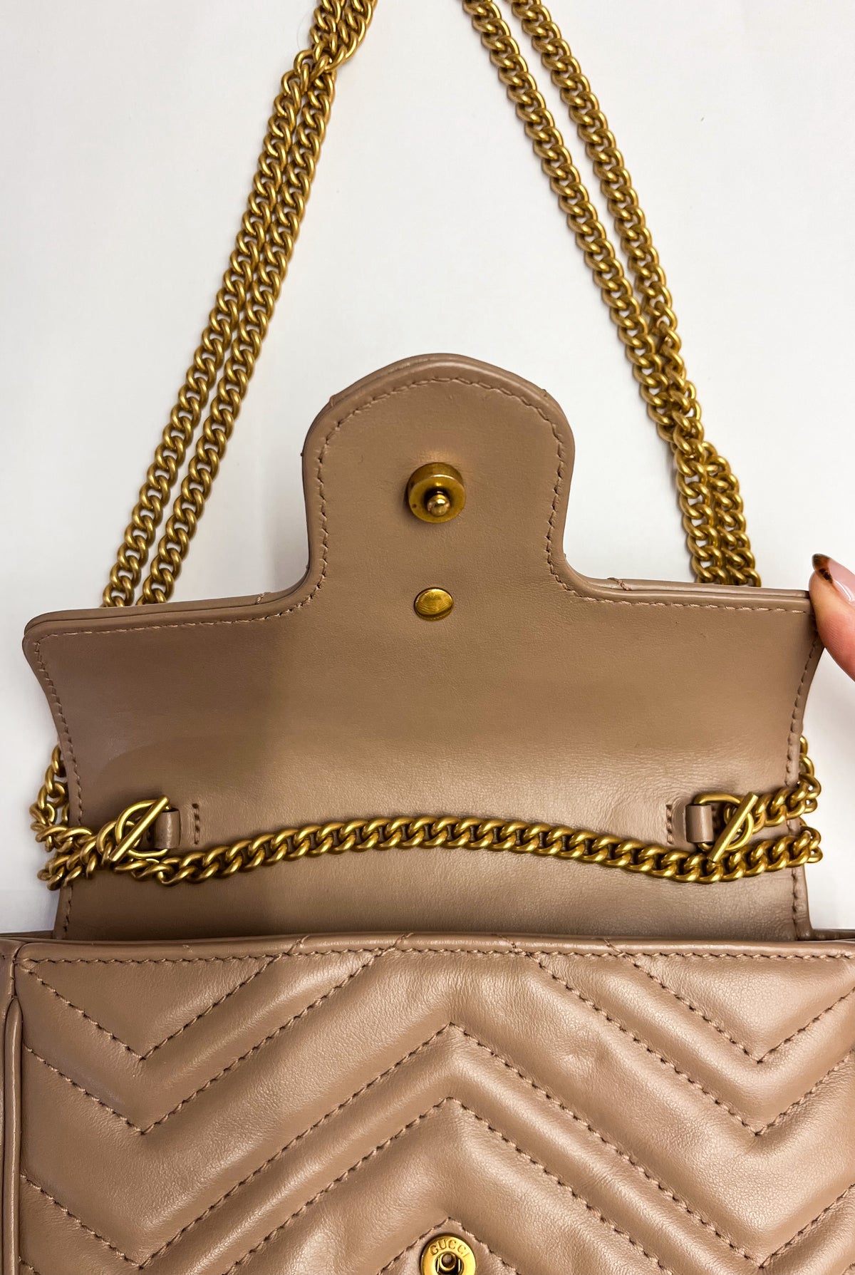 Gucci Calfskin Matelasse Super Mini GG Marmont Bag