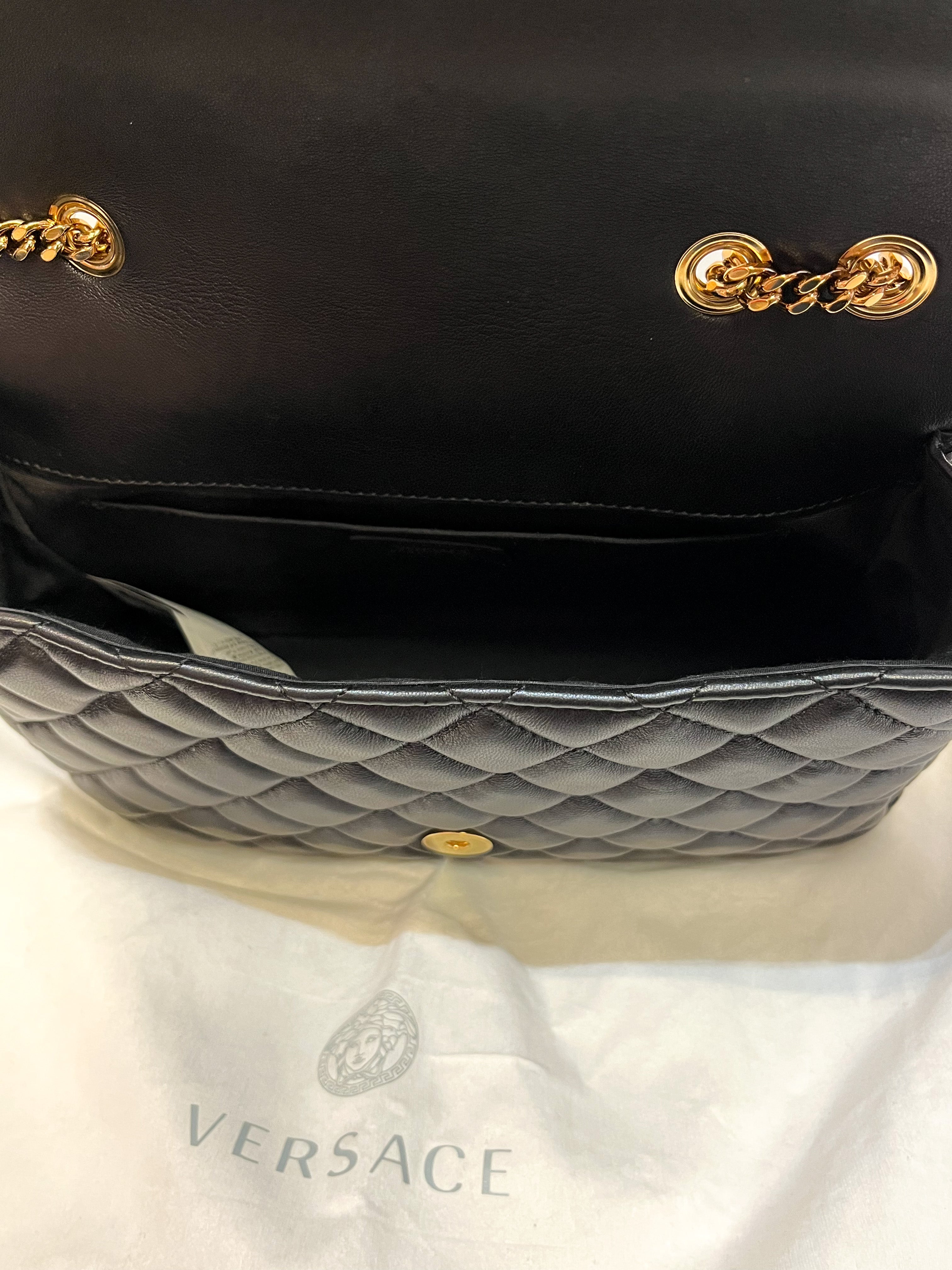 Versace Quilted Leather La Medusa Chain Shoulder Bag