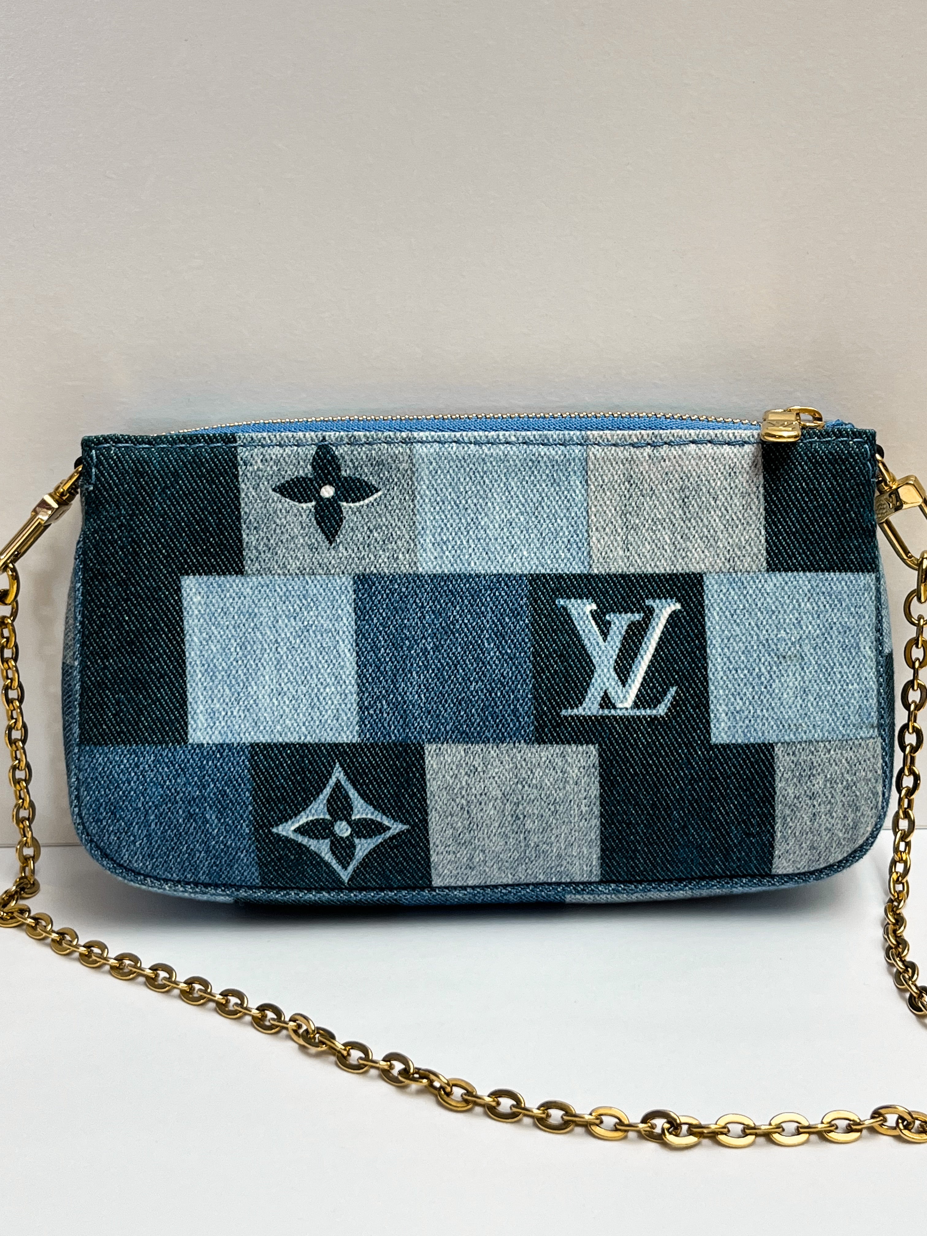 Louis Vuitton Denim Monogram Patchwork Mini Pochette Accessoires