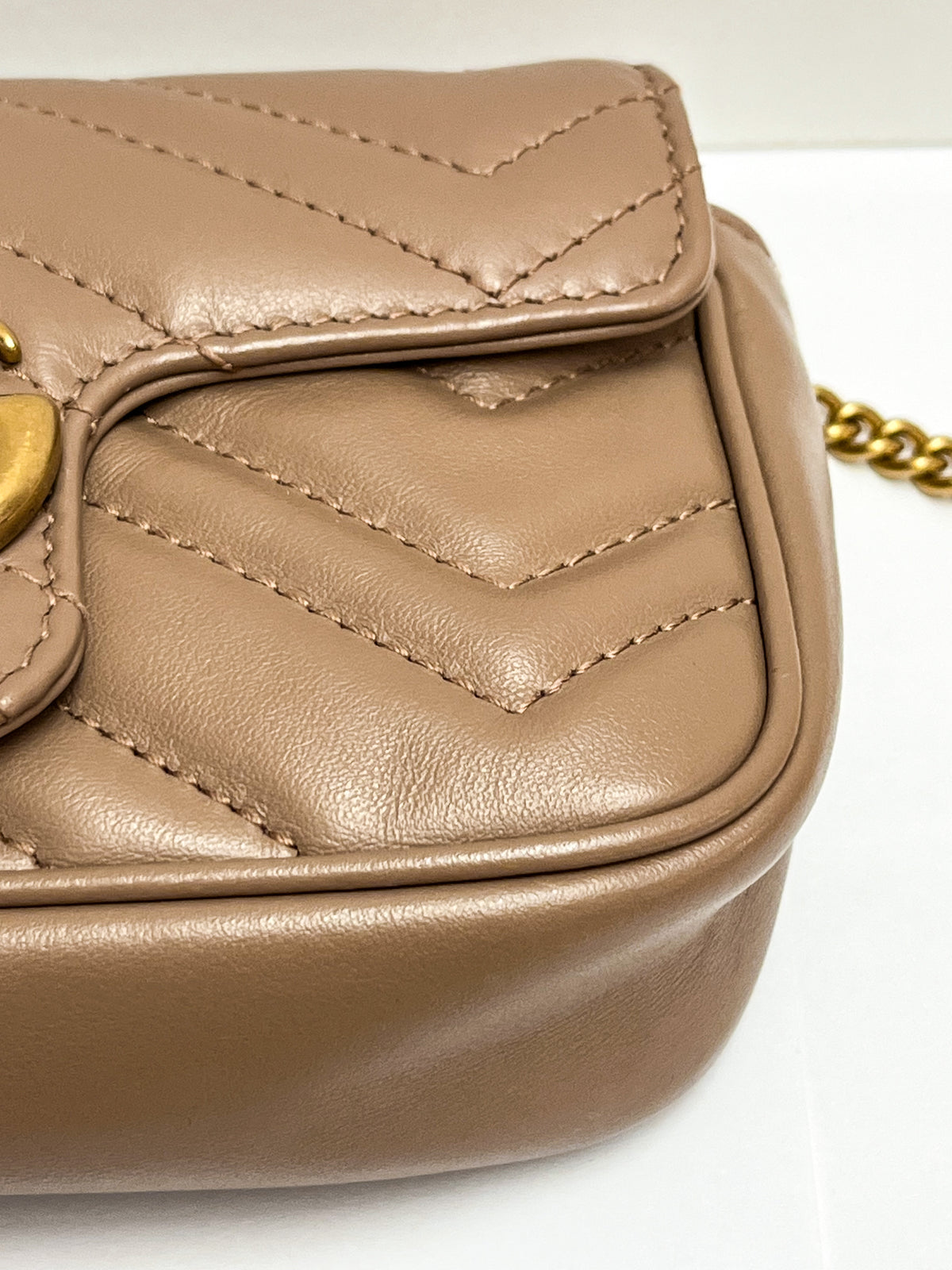 Gucci Calfskin Matelasse Super Mini GG Marmont Bag
