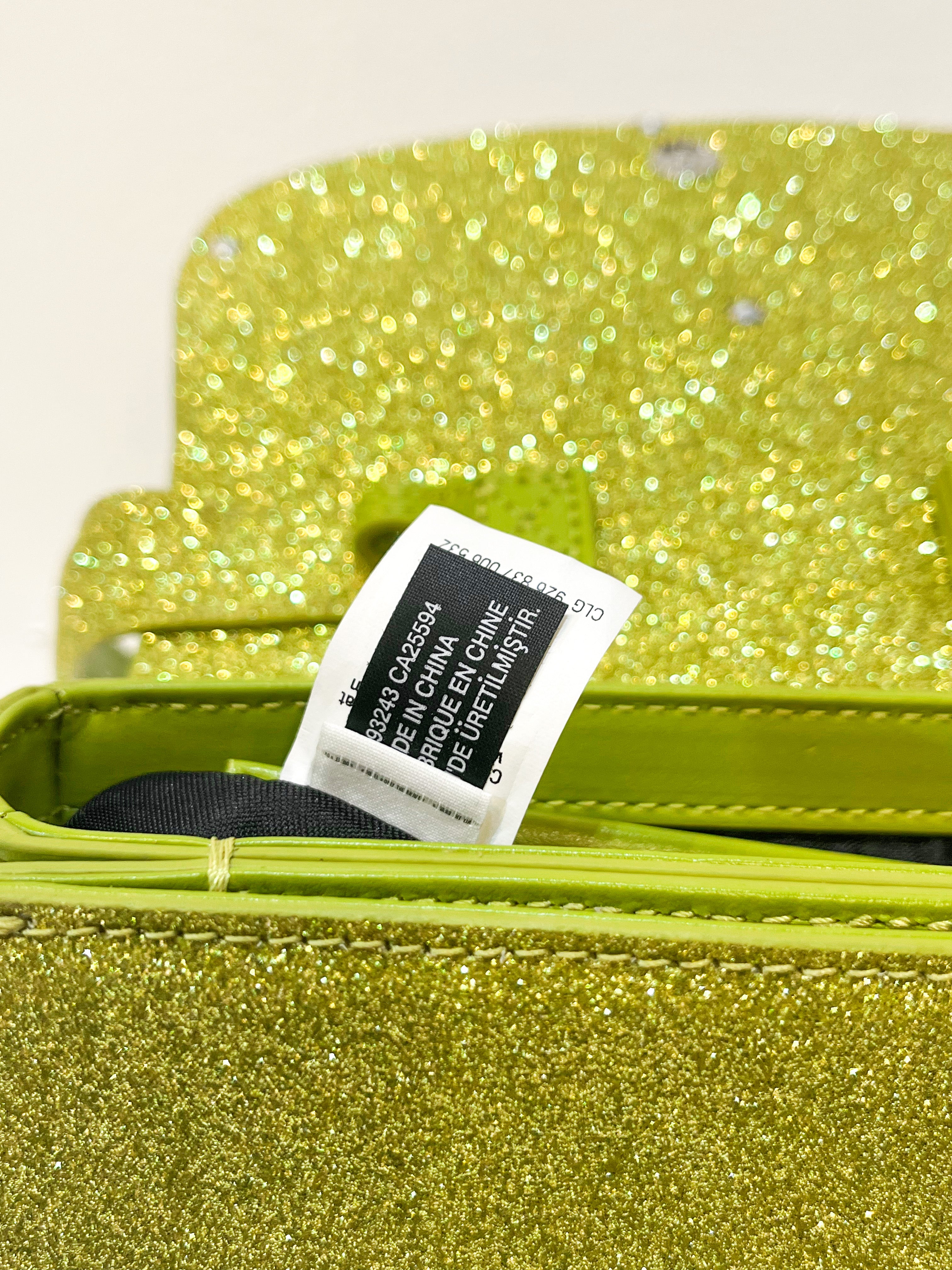 DIESEL 1DR Golden Yellow Green Glitter Shoulder Bag