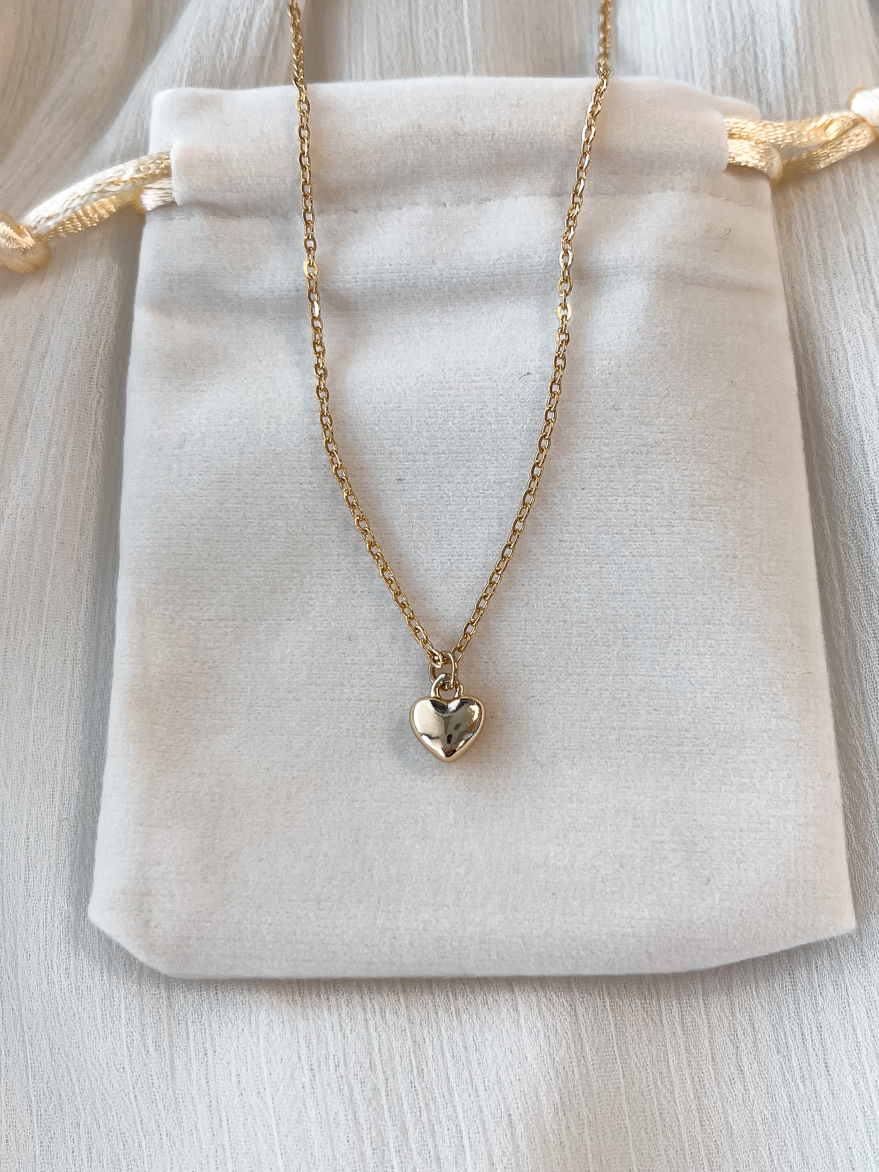 18K Gold Plated Puff Heart Necklace