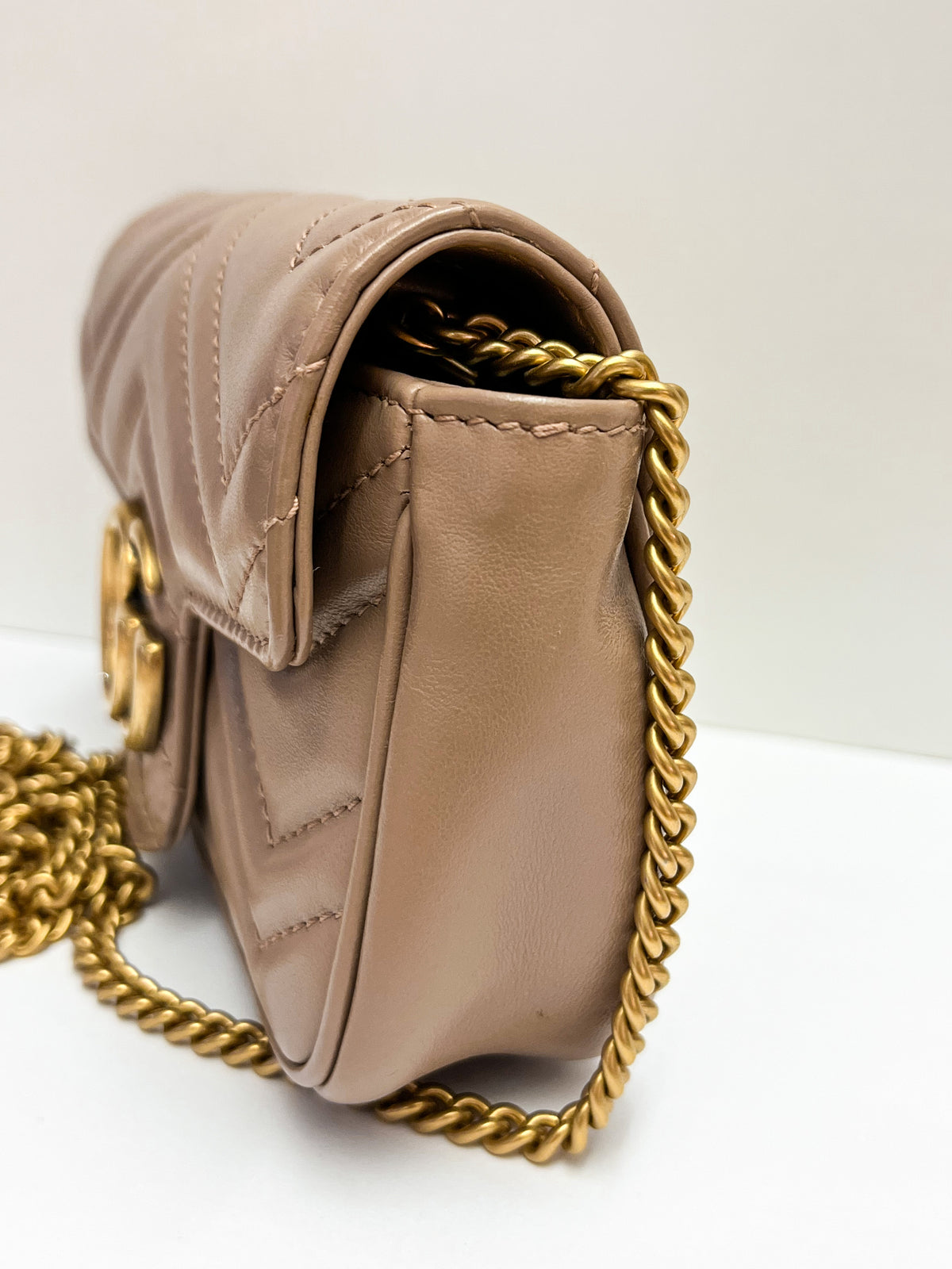 Gucci Calfskin Matelasse Super Mini GG Marmont Bag