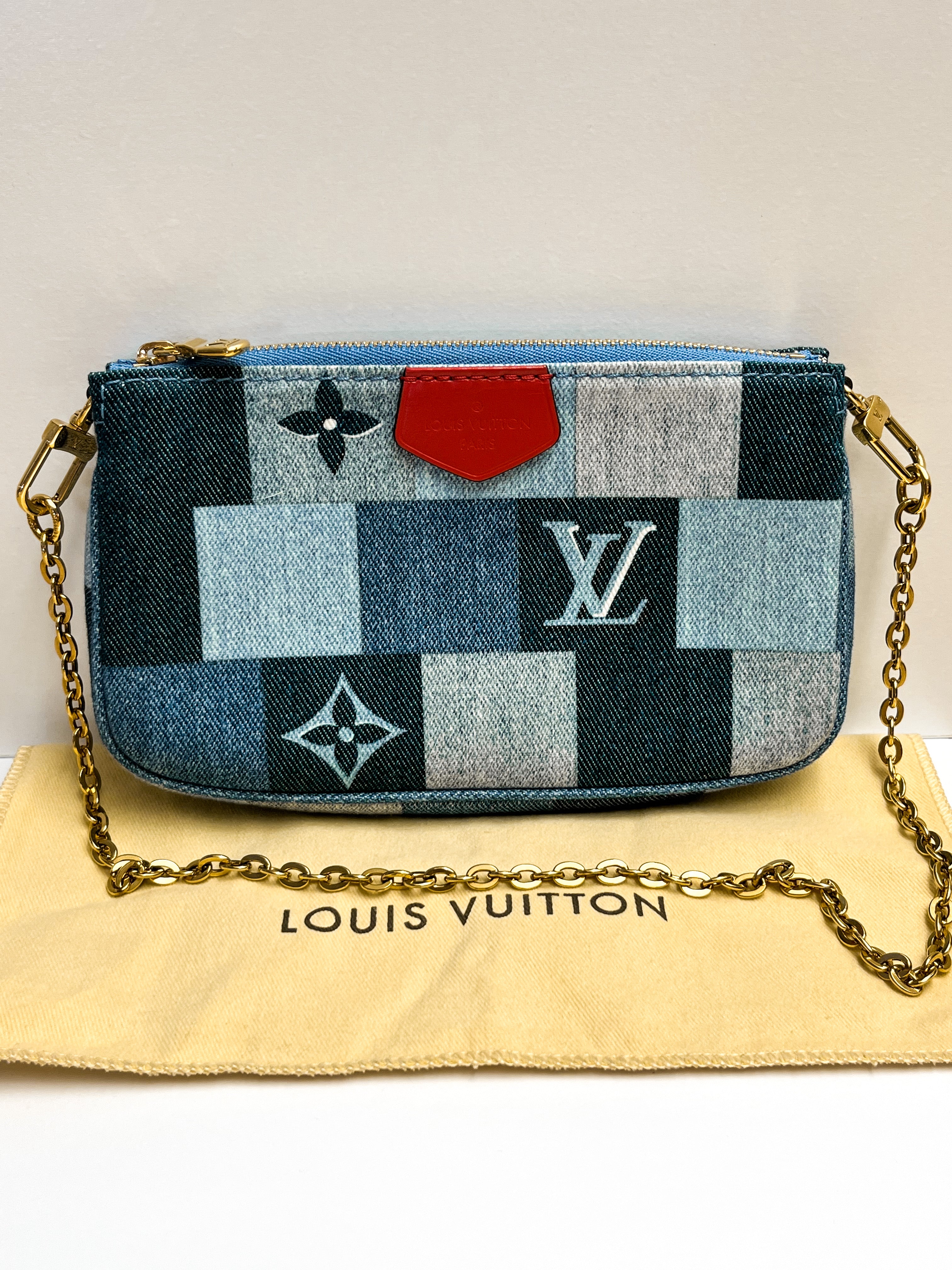 Louis Vuitton Denim Monogram Patchwork Mini Pochette Accessoires