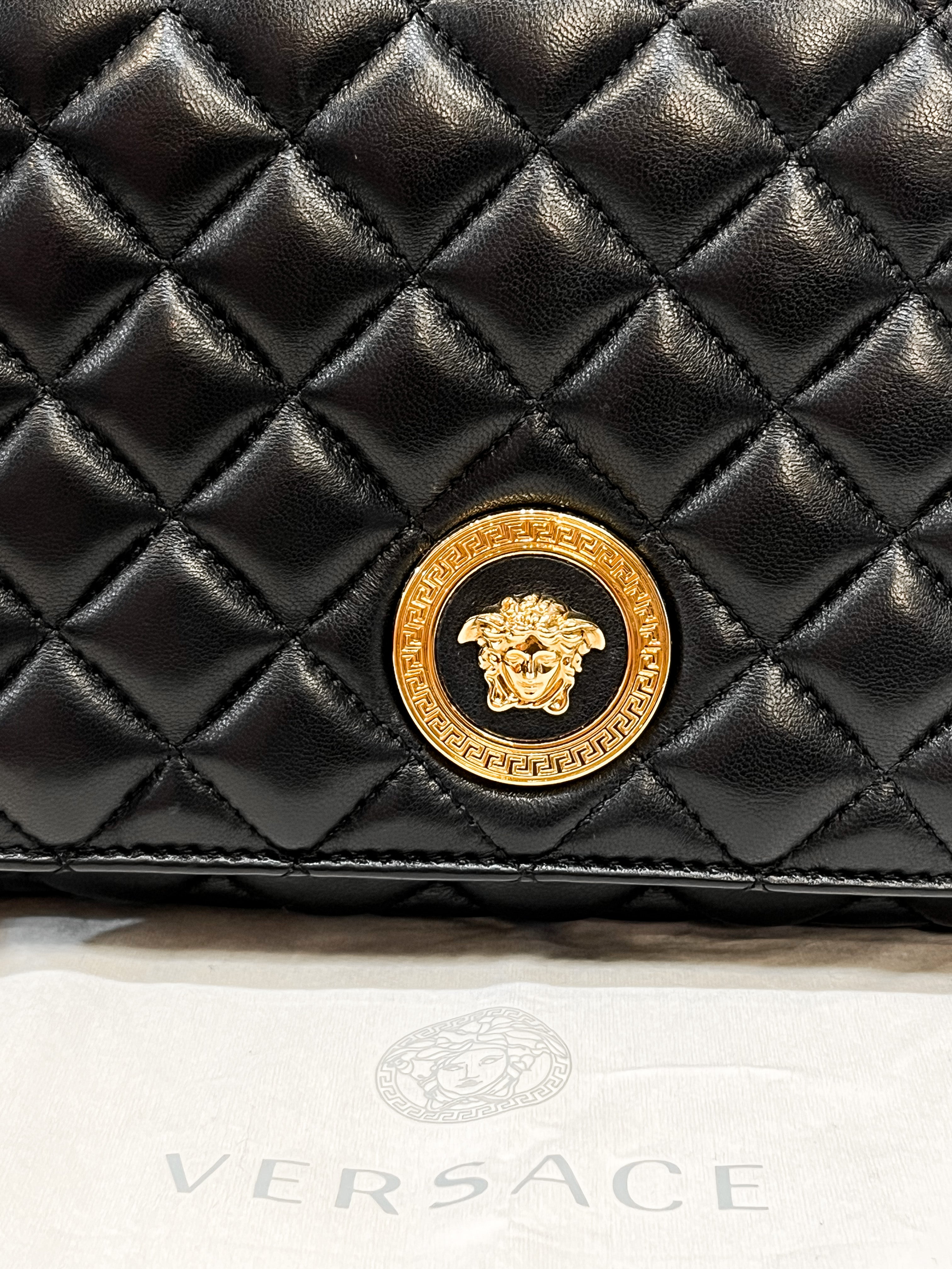 Versace Quilted Leather La Medusa Chain Shoulder Bag