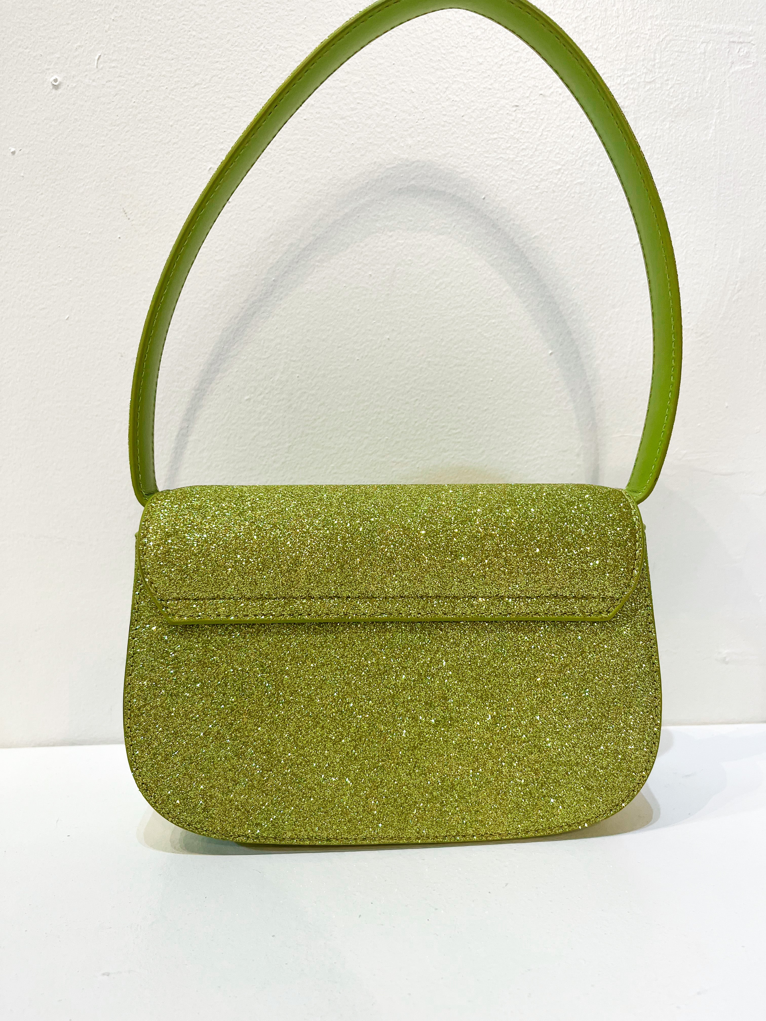 DIESEL 1DR Golden Yellow Green Glitter Shoulder Bag