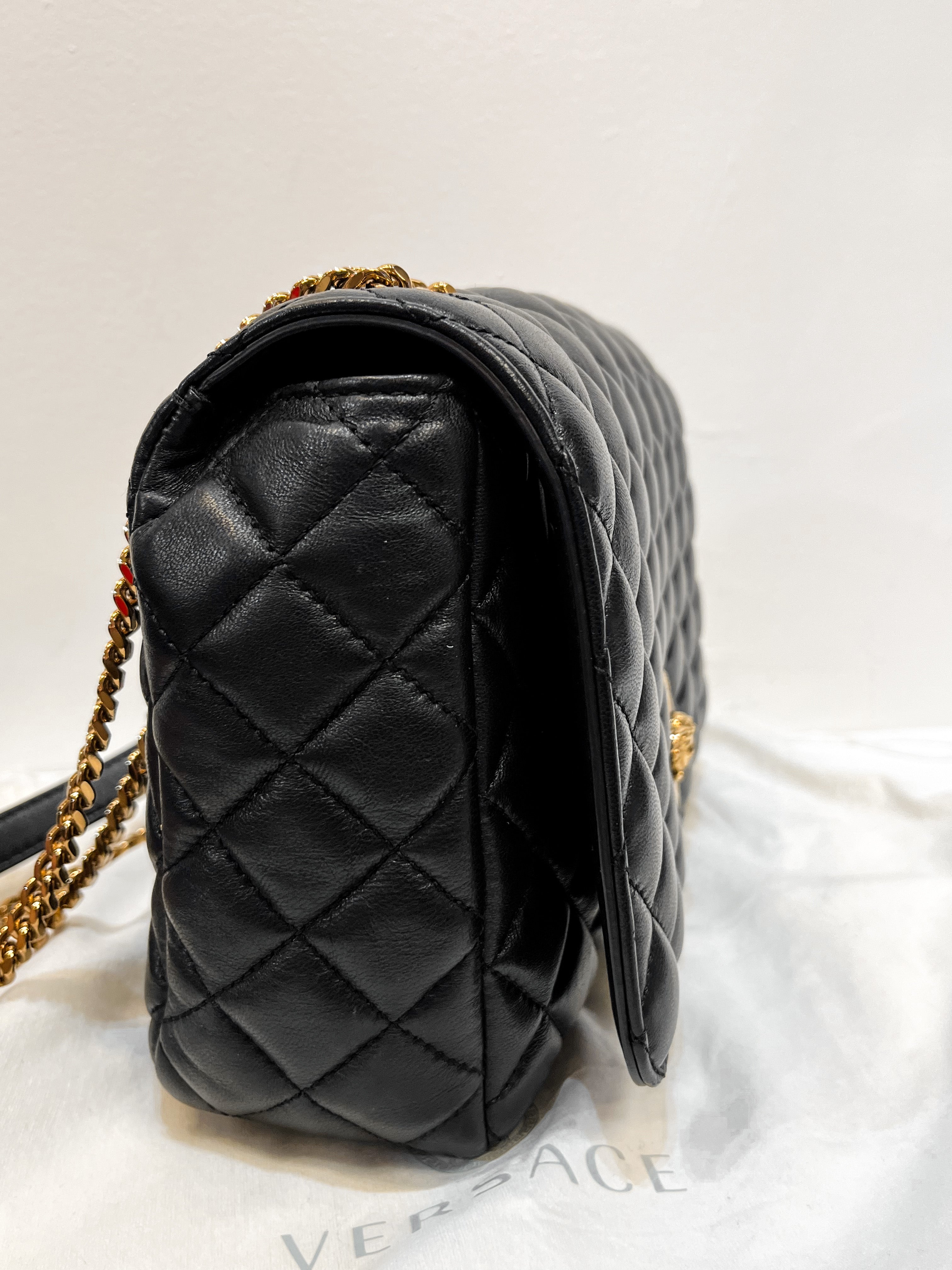 Versace Quilted Leather La Medusa Chain Shoulder Bag