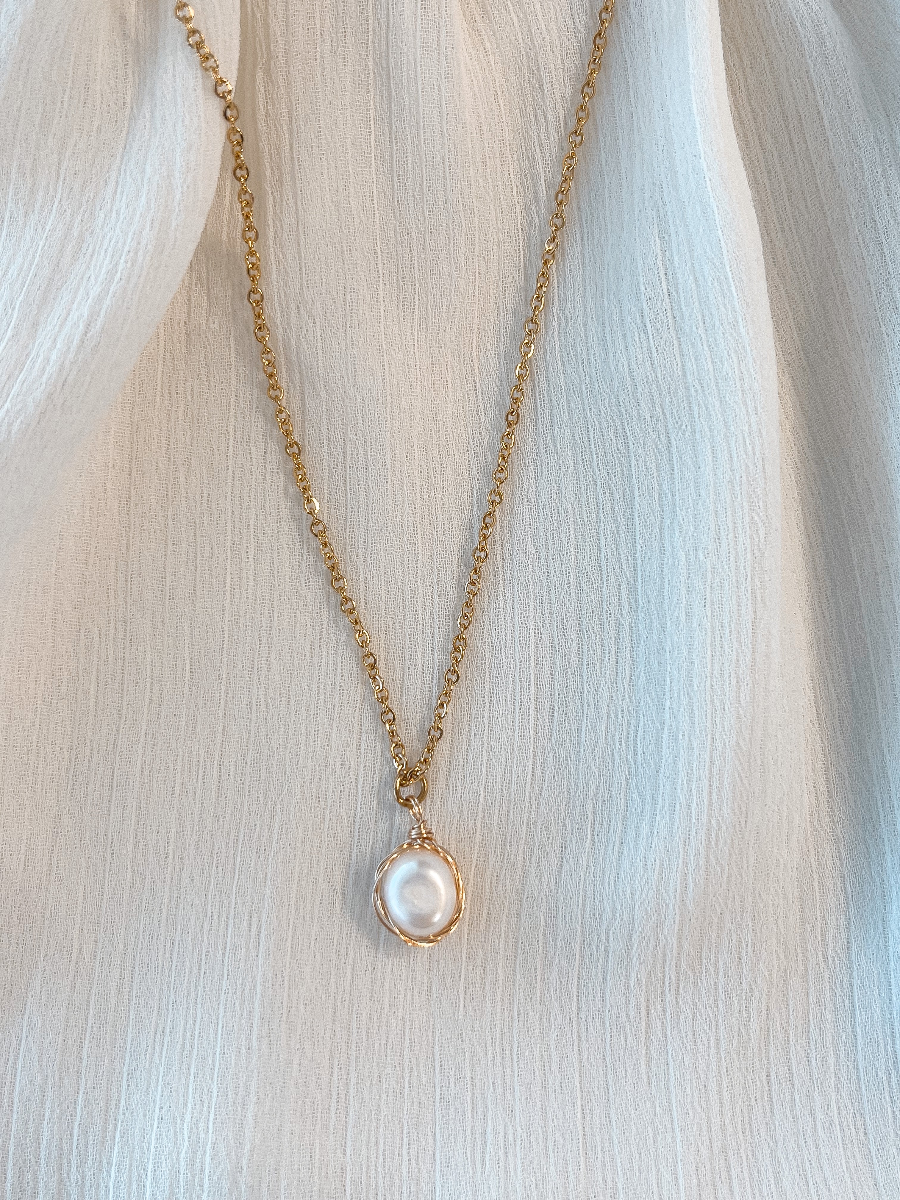 18K Gold Plated Pearl Necklace