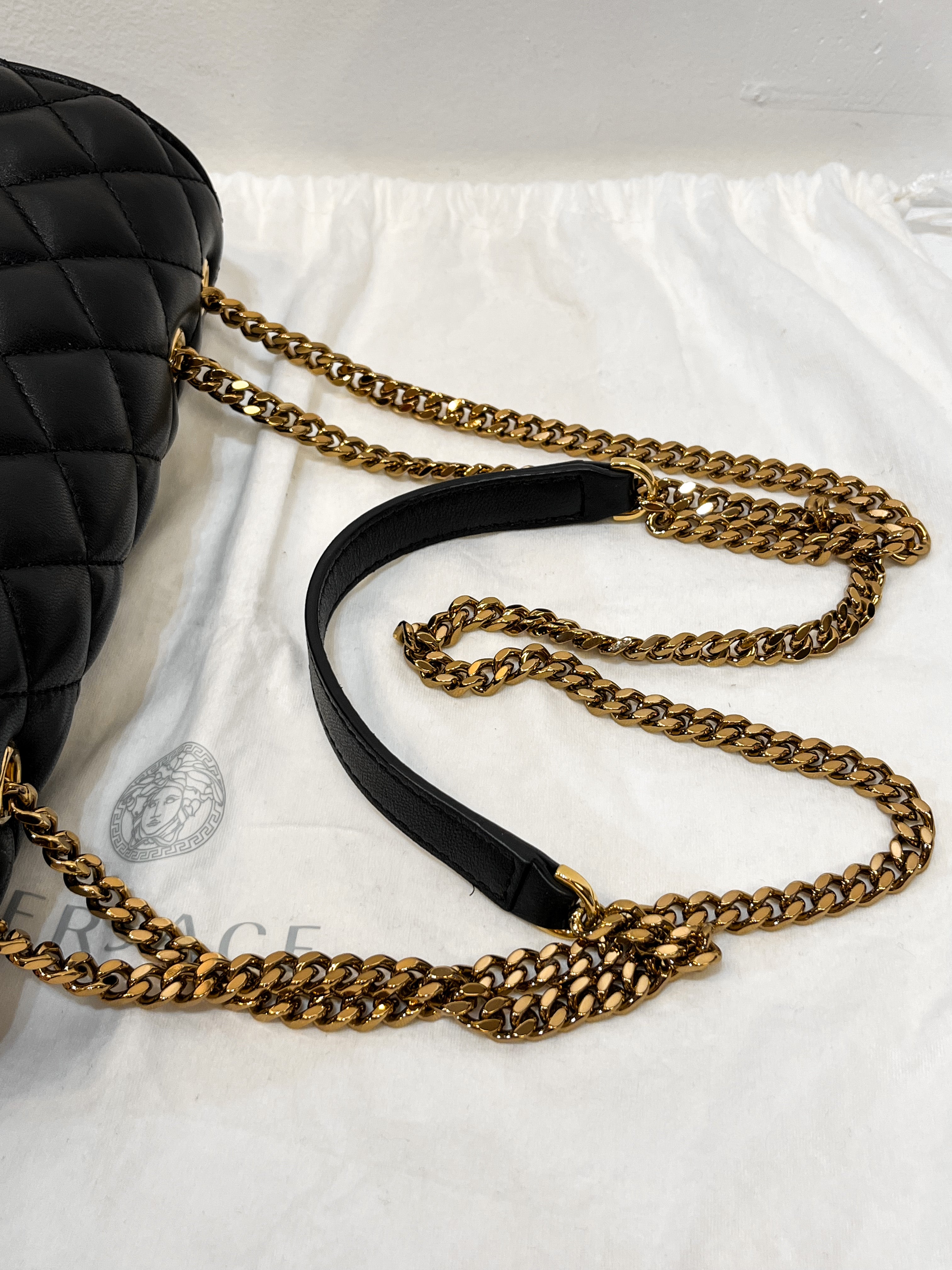 Versace Quilted Leather La Medusa Chain Shoulder Bag