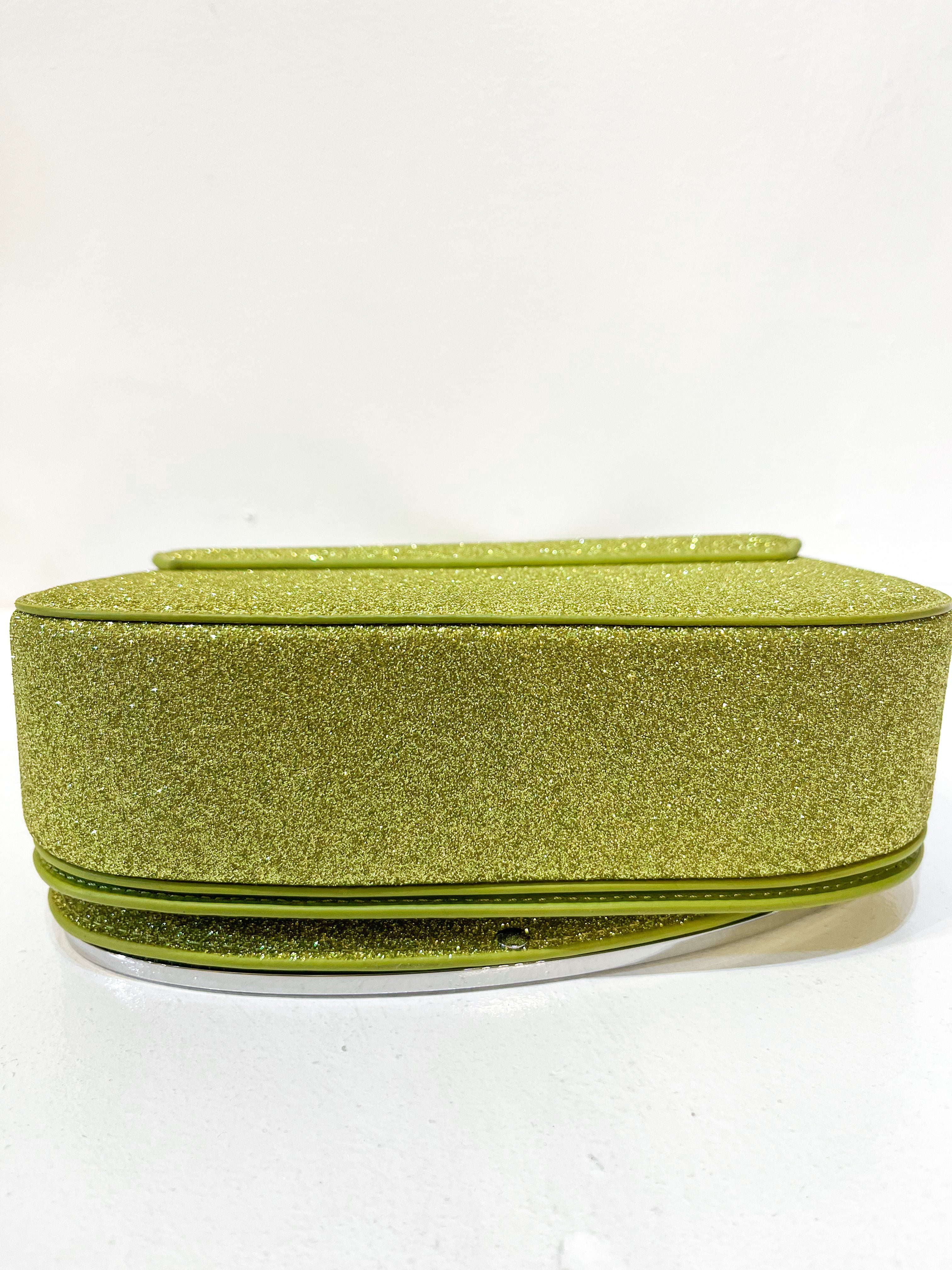 DIESEL 1DR Golden Yellow Green Glitter Shoulder Bag