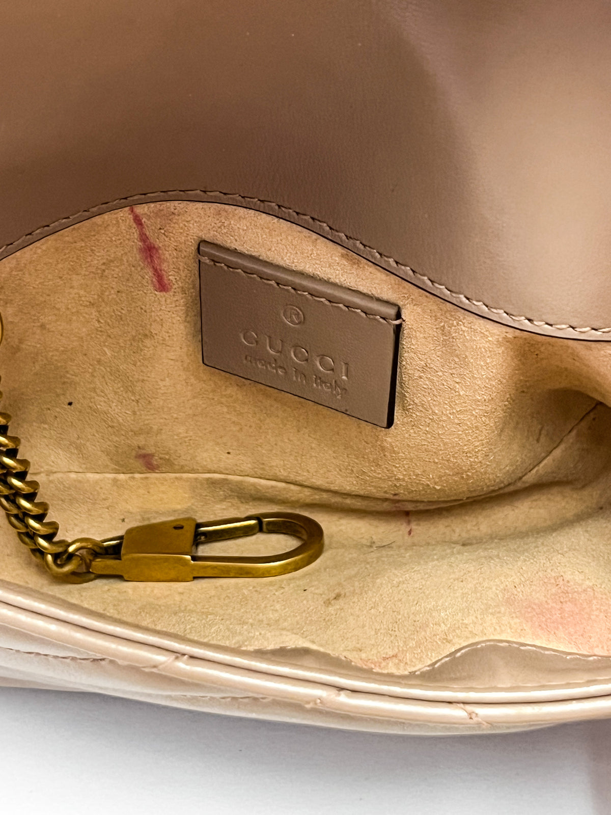 Gucci Calfskin Matelasse Super Mini GG Marmont Bag