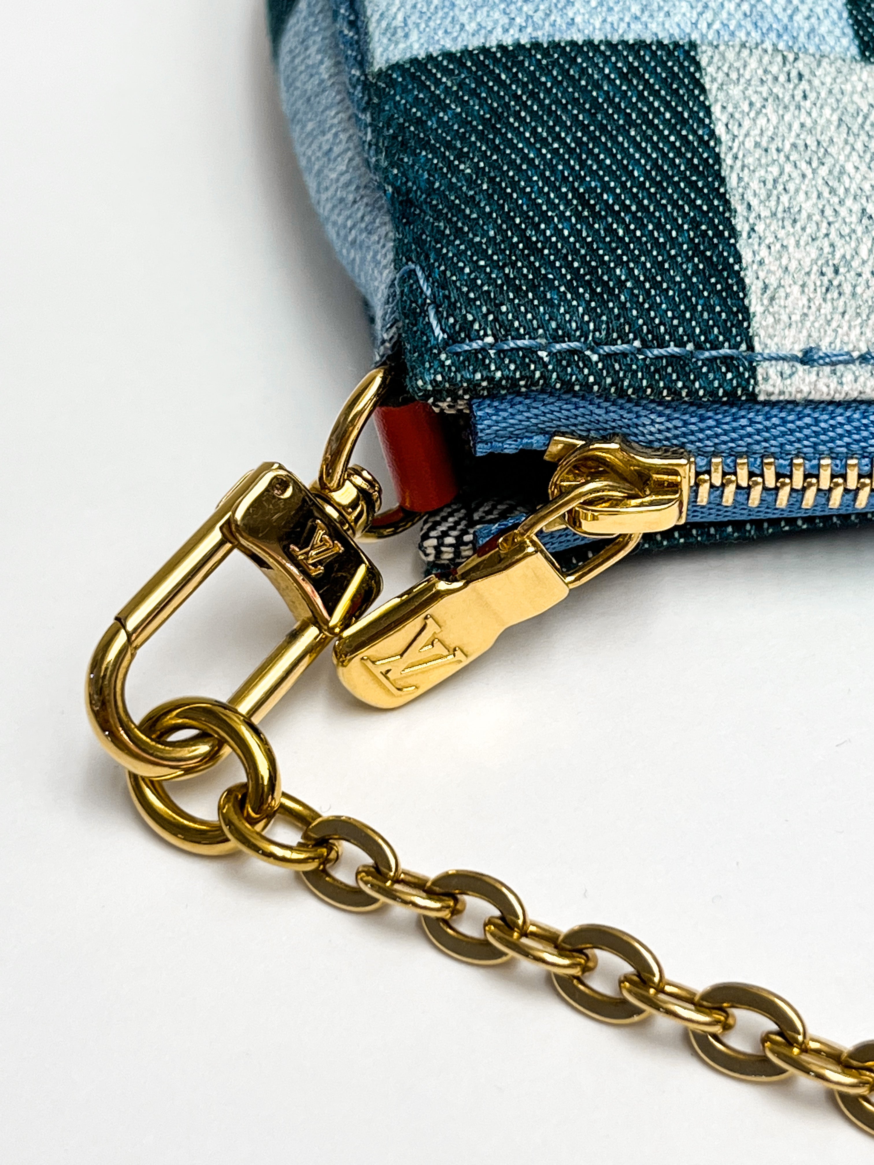 Louis Vuitton Denim Monogram Patchwork Mini Pochette Accessoires