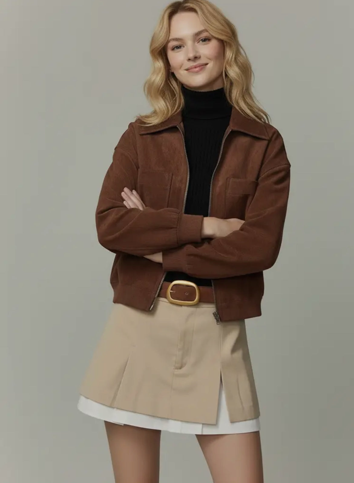 Suede Belt with Gold Buckle