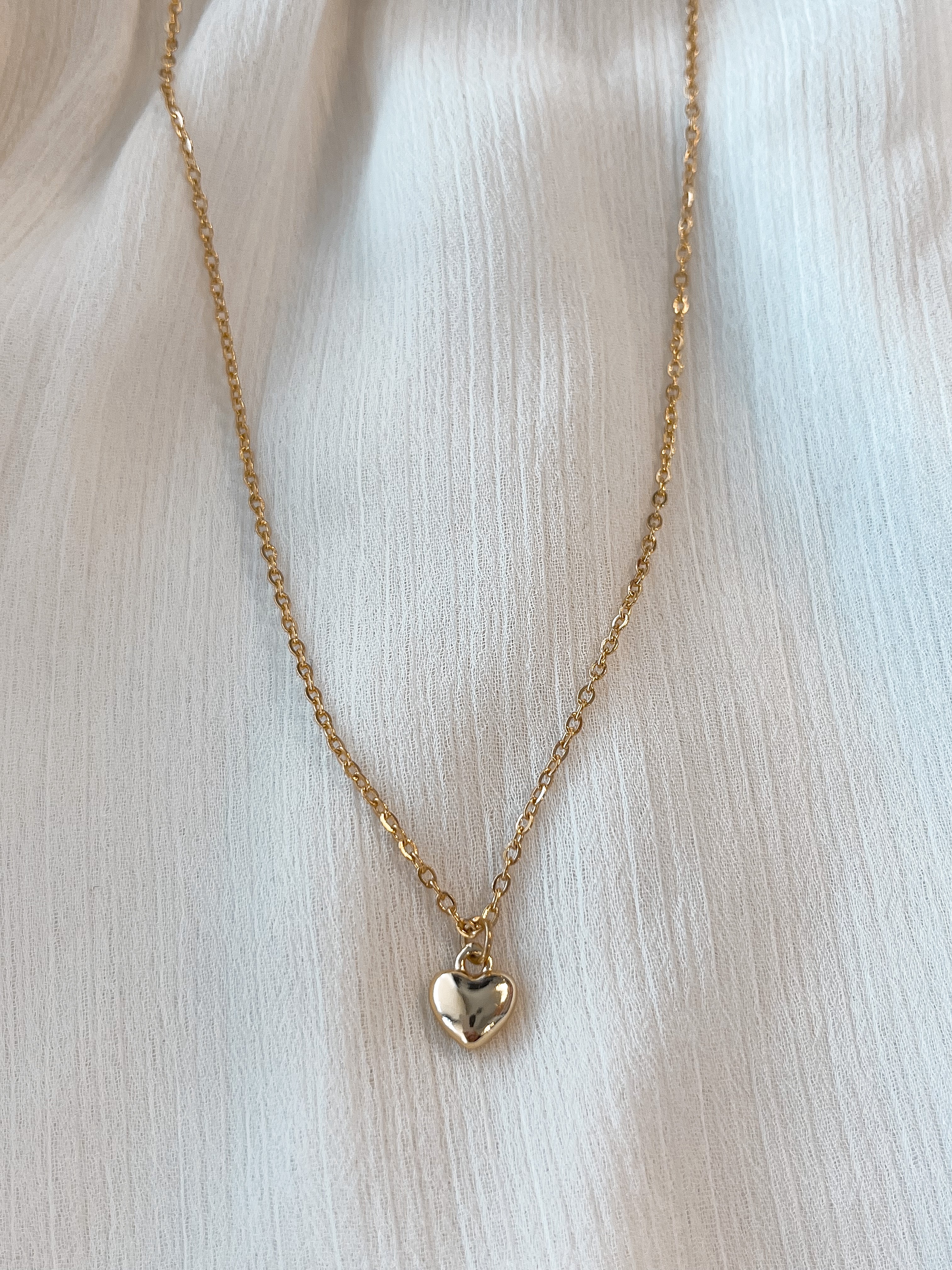 18K Gold Plated Puff Heart Necklace