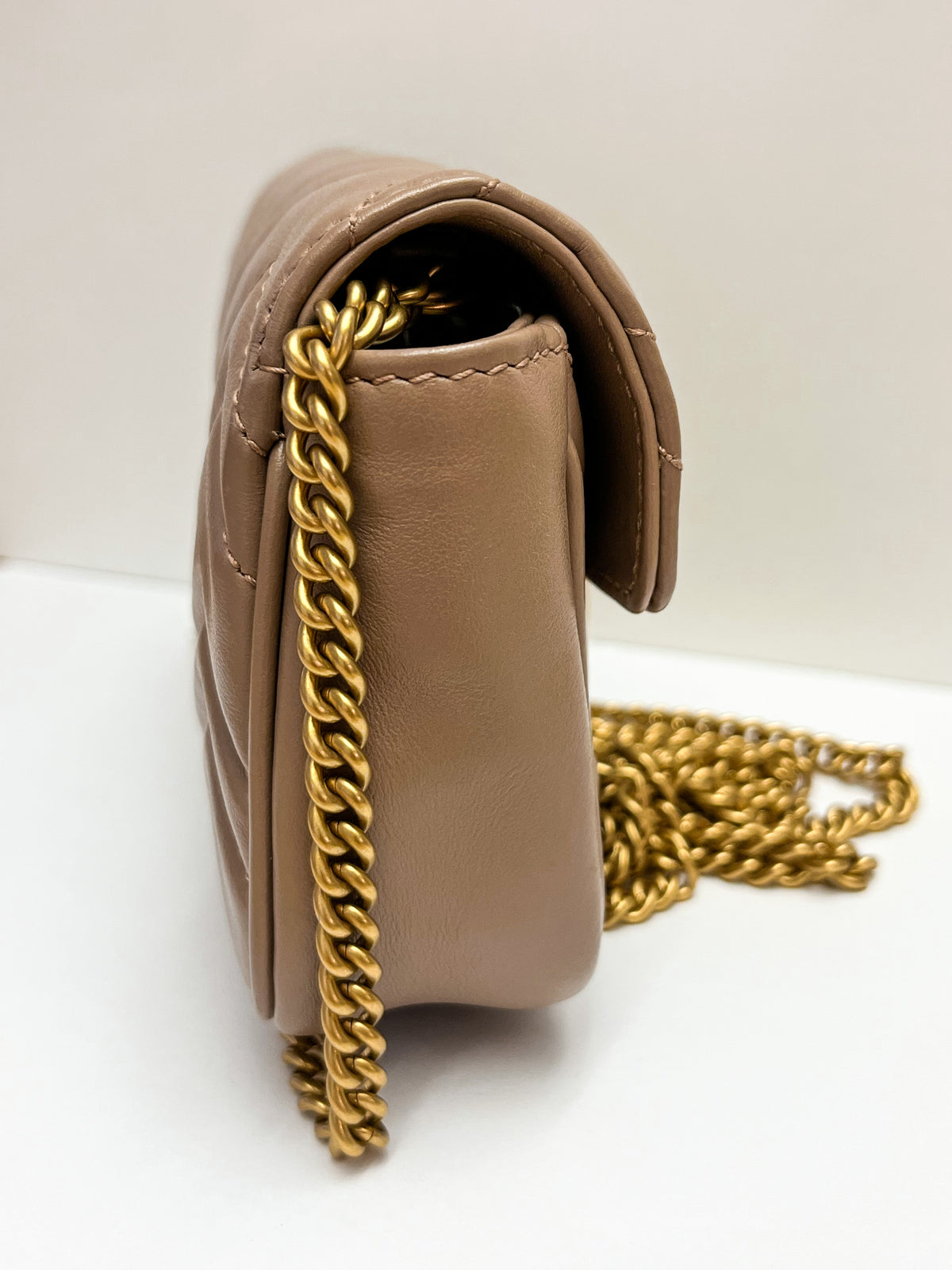 Gucci Calfskin Matelasse Super Mini GG Marmont Bag