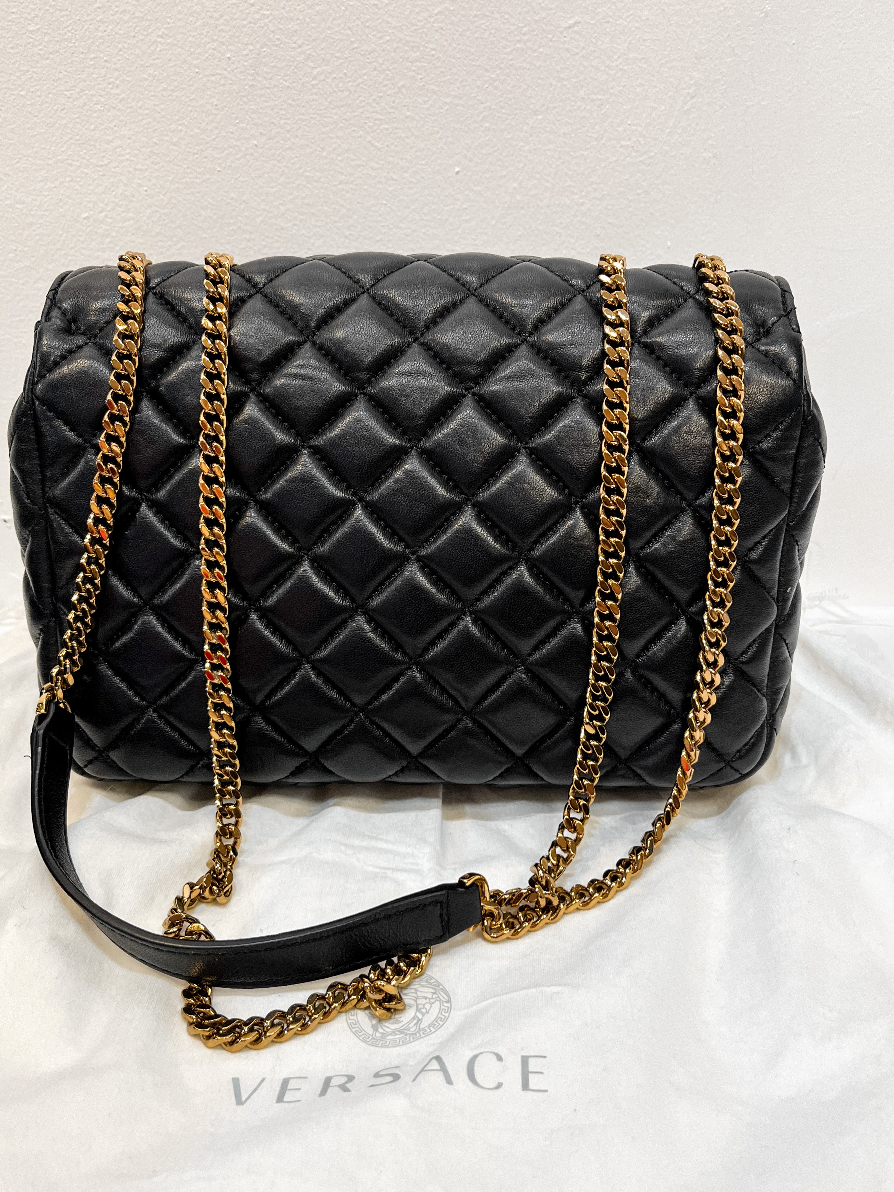 Versace Quilted Leather La Medusa Chain Shoulder Bag