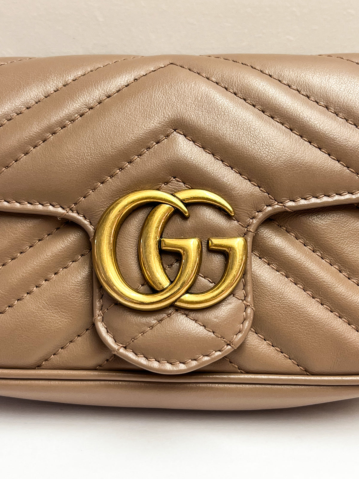 Gucci Calfskin Matelasse Super Mini GG Marmont Bag