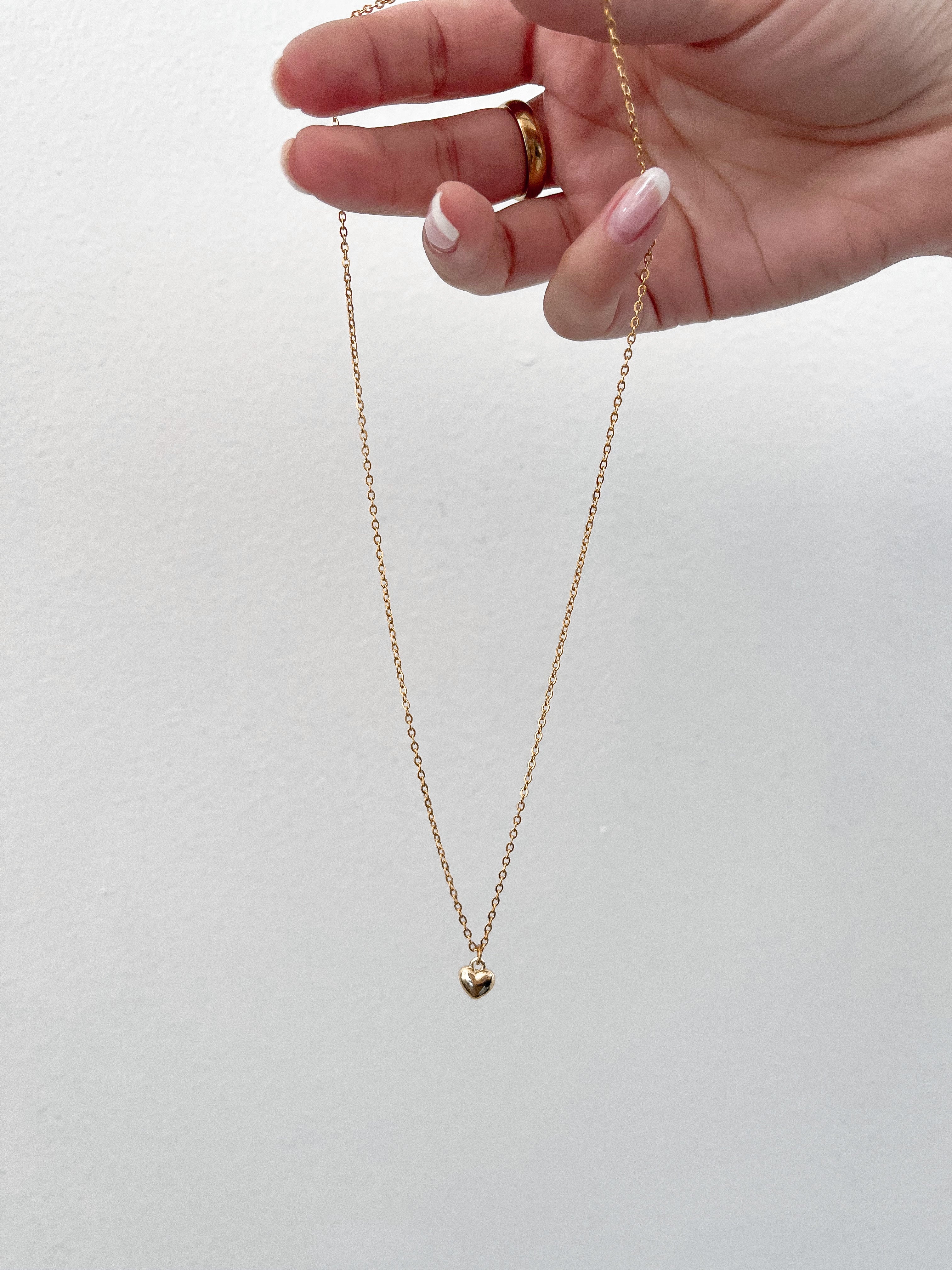 18K Gold Plated Puff Heart Necklace