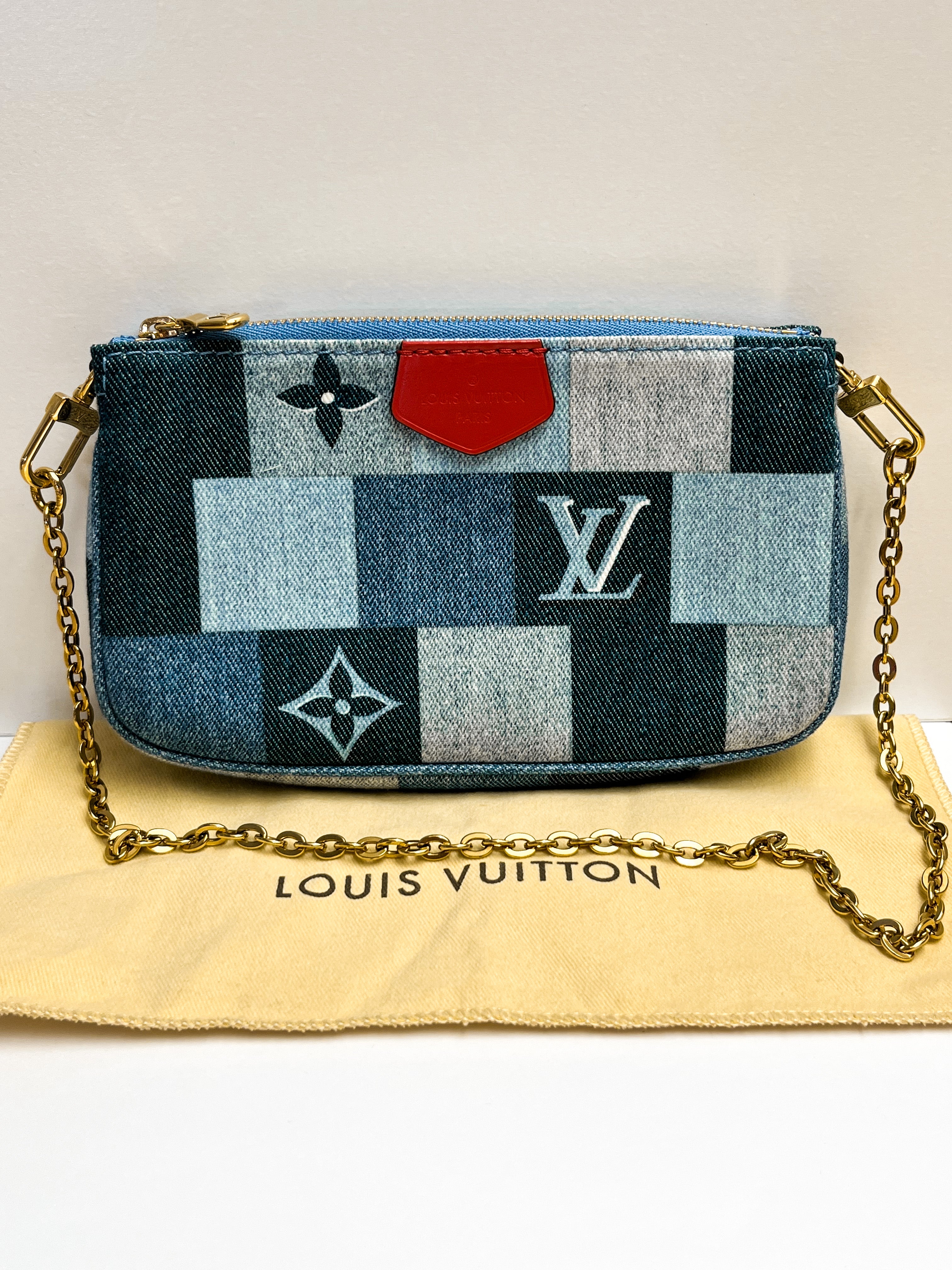 Louis Vuitton Denim Monogram Patchwork Mini Pochette Accessoires