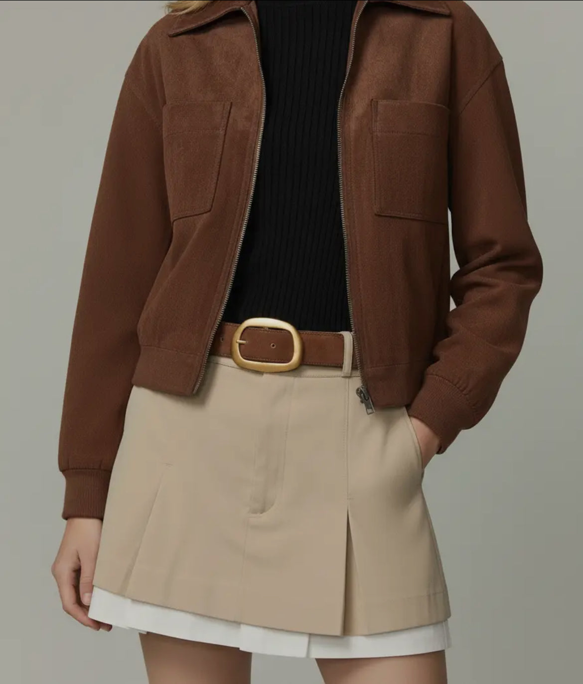 Suede Belt with Gold Buckle