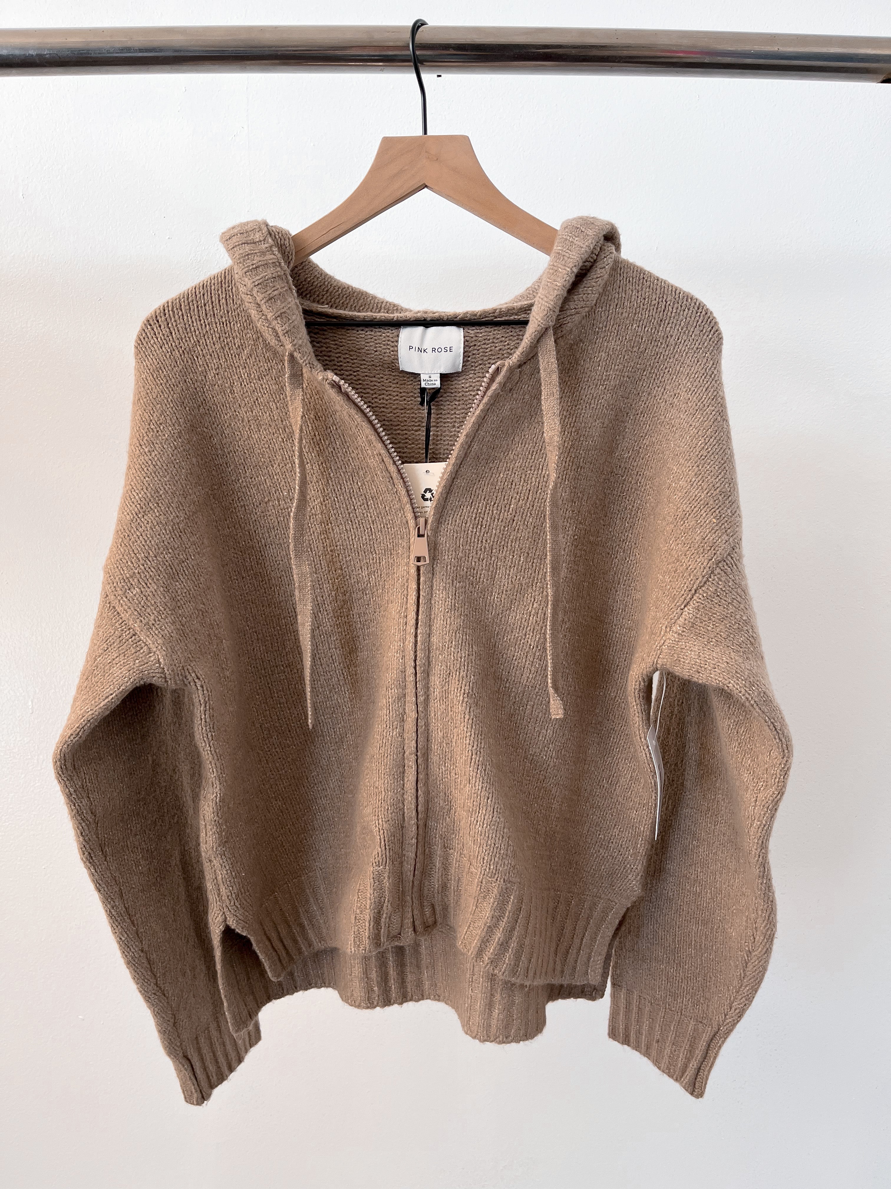 Pink Rose Full-Zip Sweater