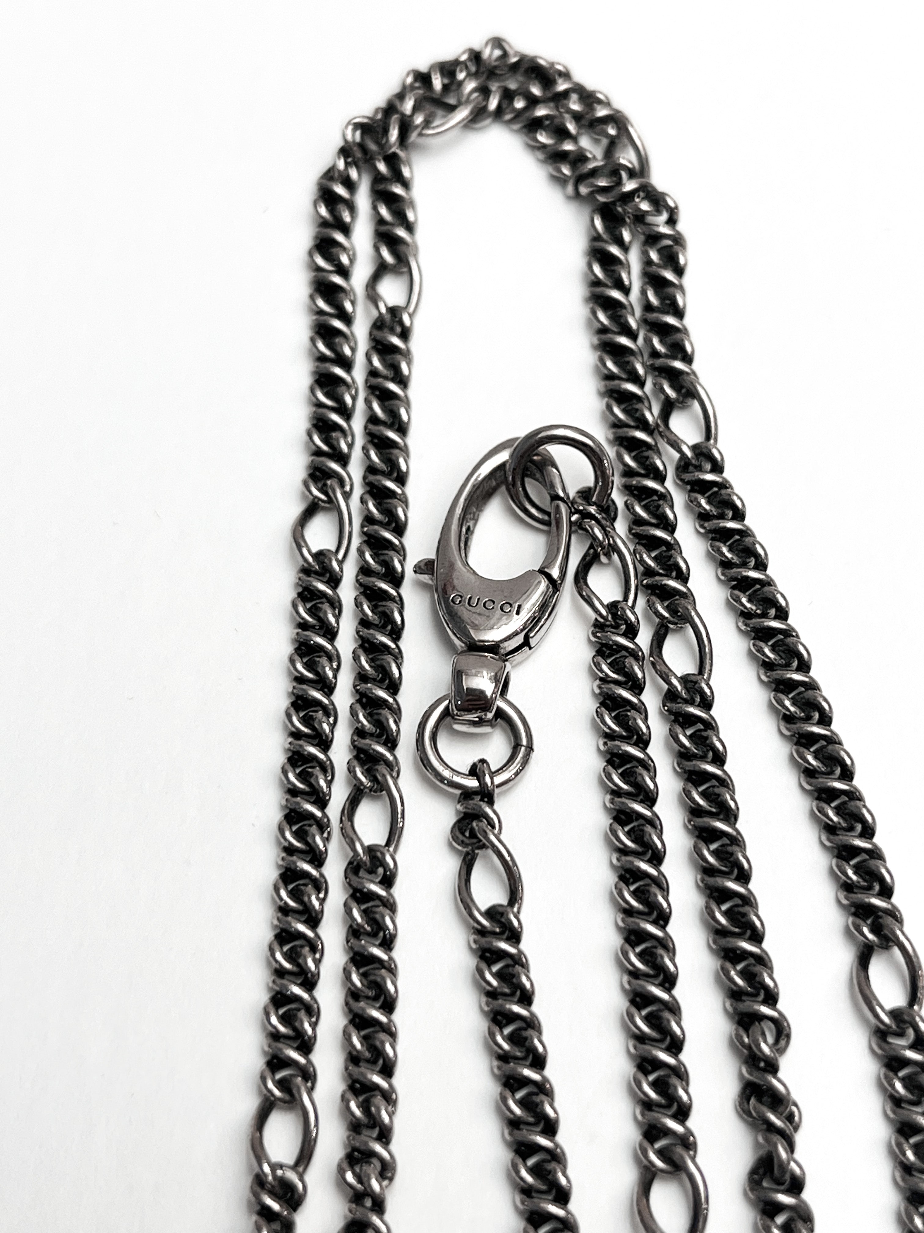 Gucci Lion Head Black Stone Necklace