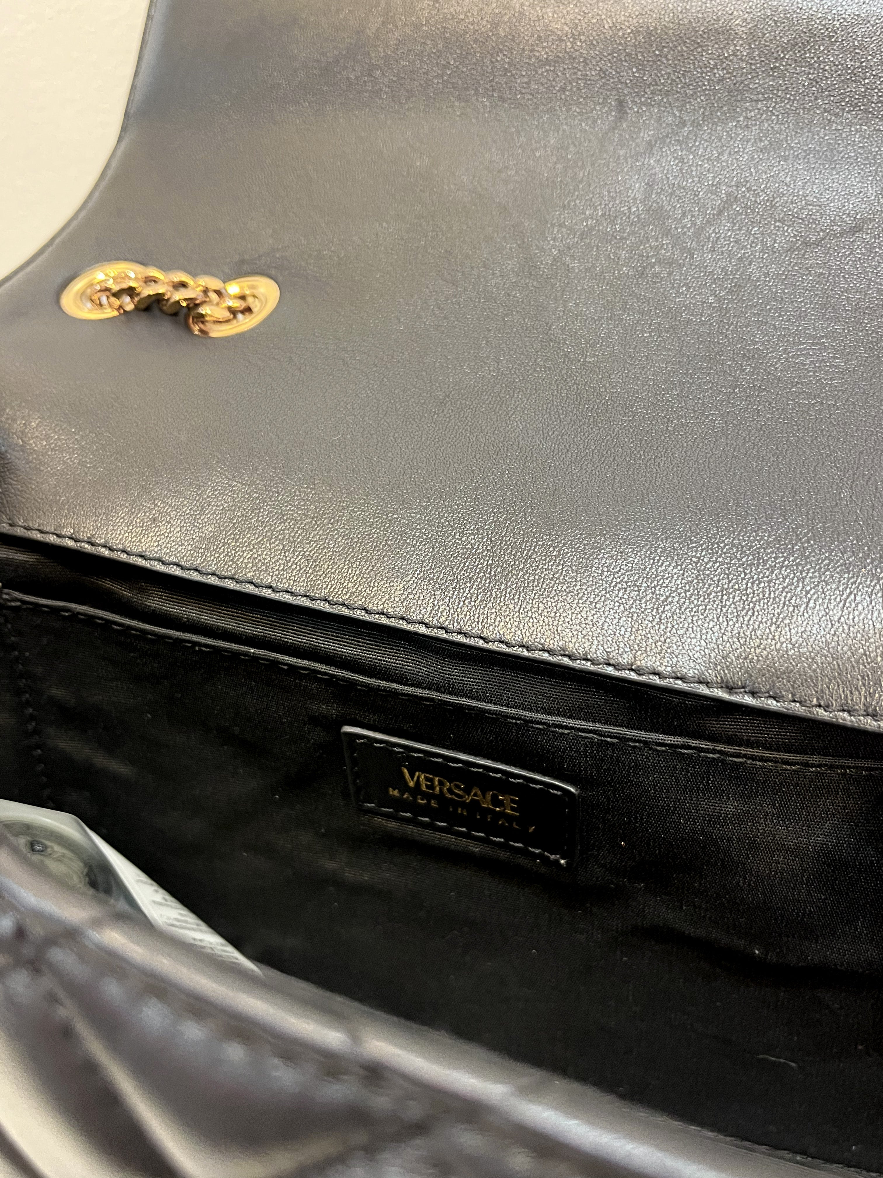 Versace Quilted Leather La Medusa Chain Shoulder Bag