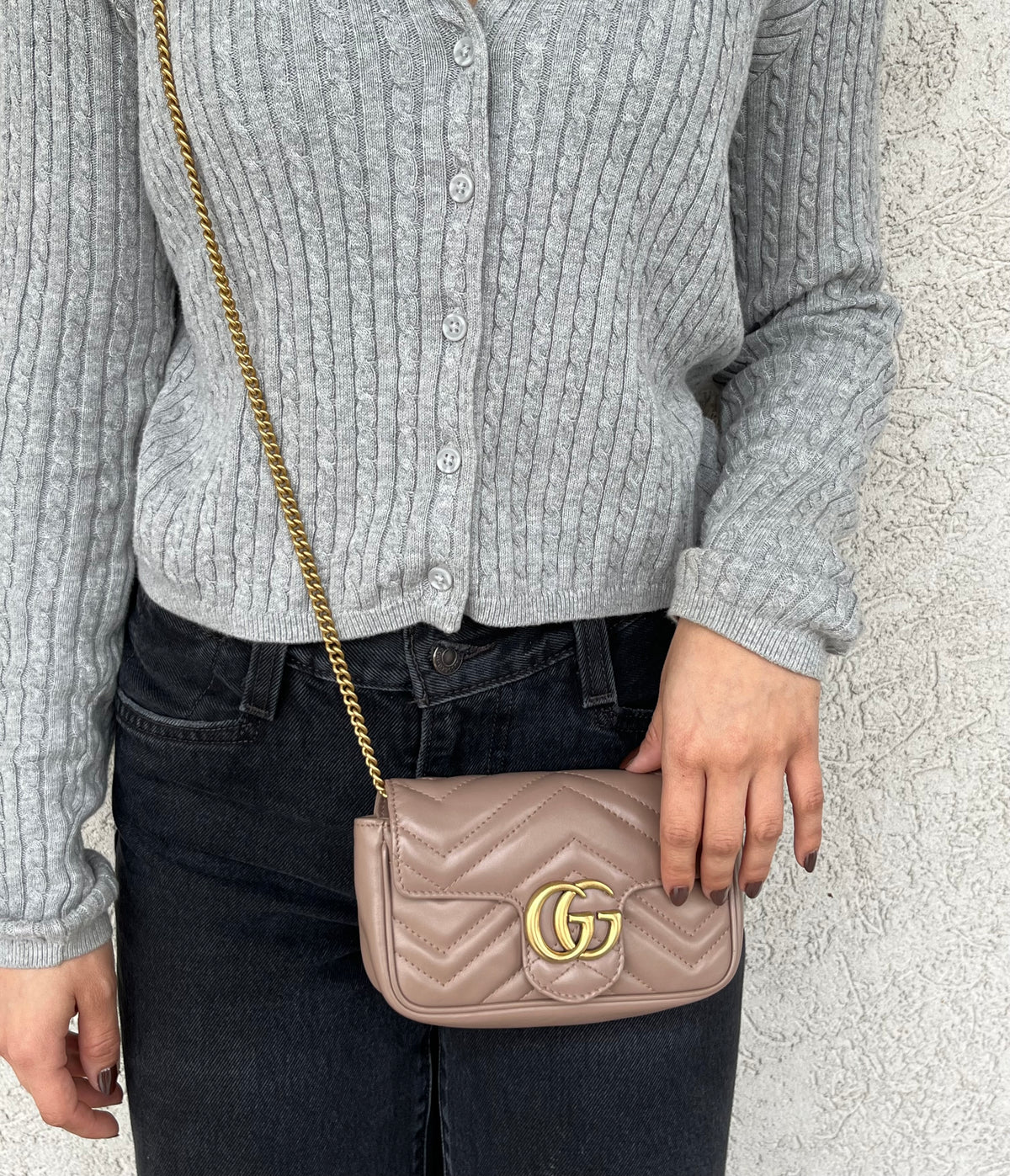 Gucci Calfskin Matelasse Super Mini GG Marmont Bag